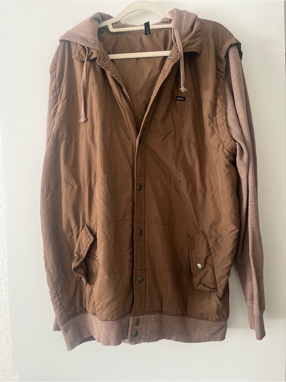 RVCA Brown Quilted Hooded Puffer Jacket